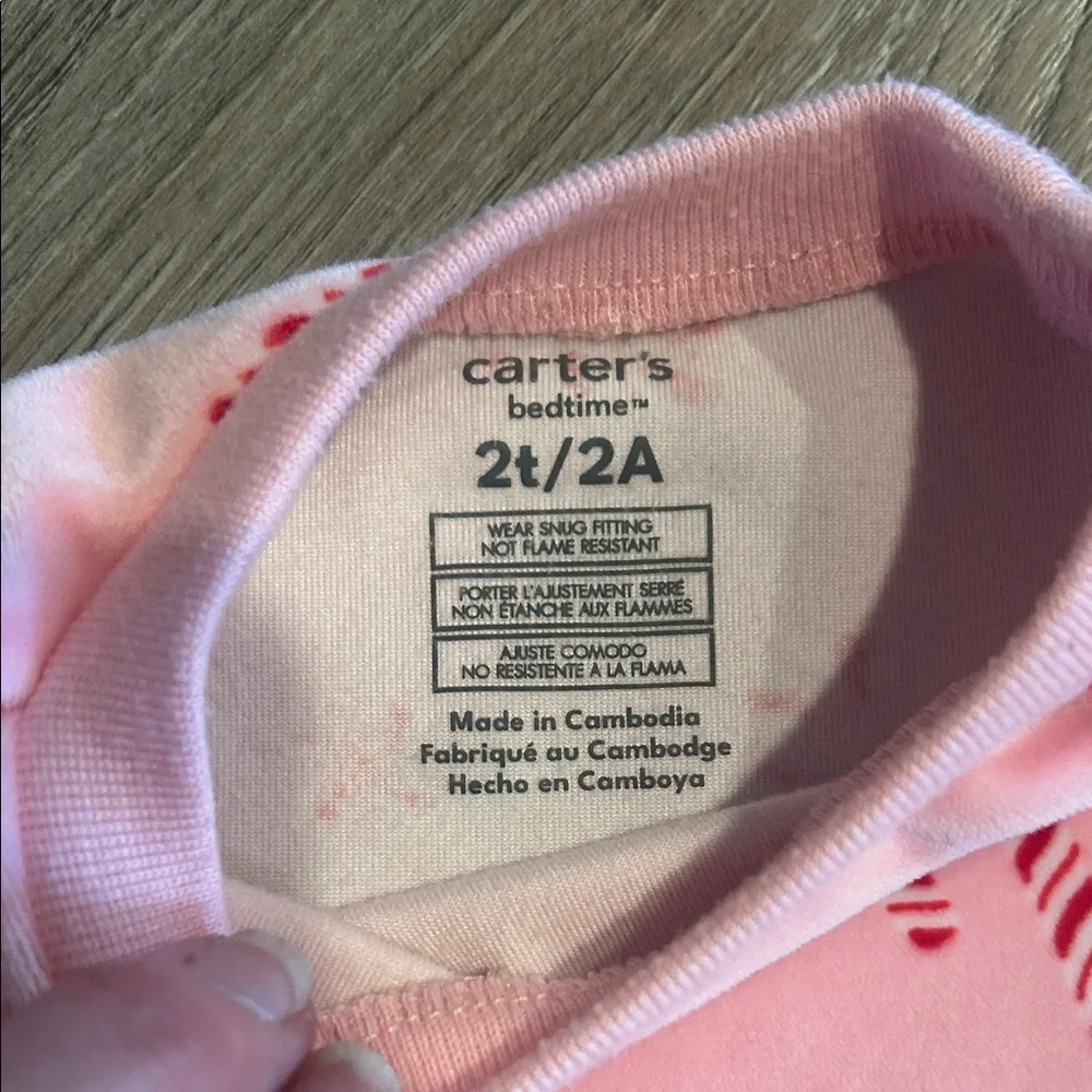 Carter's Pink Candy Cane Kids Pajama Set‎ Size 2T